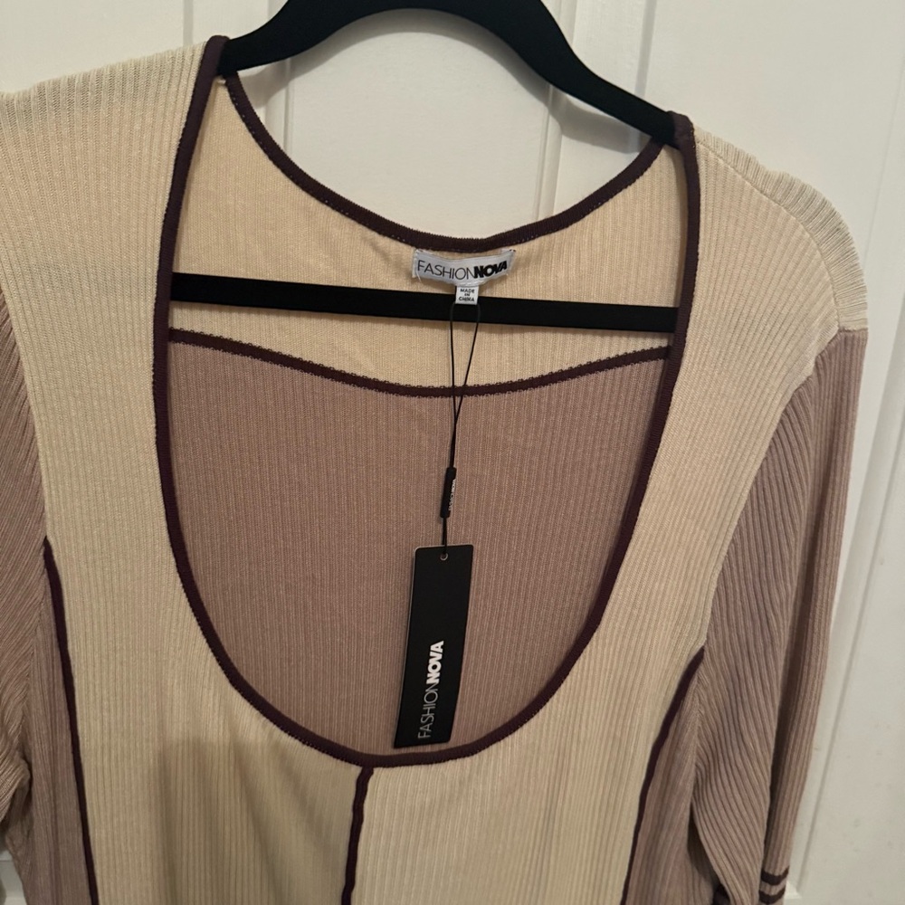 NWT Fashion Nova 2X Colorblock Sweater Bodycon Maxi Dress Curve Hugging - Picture 3 of 6